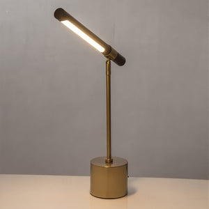 Golden Elegance Tischlampe – Holz &amp; gebürstetes Metalldesign