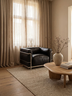 Fauteuil Grand Confort Moderniste – Cuir Véritable & Structure Chromée