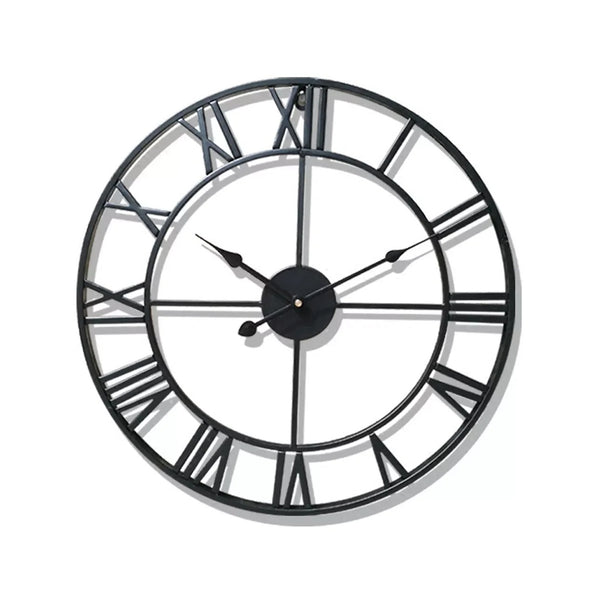 Wanduhr aus Eisen mit römischen Ziffern und künstlerischem Design